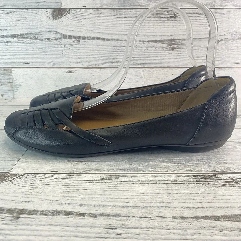 Clarks Gracelin Gemma Shoes Womens 9.5 Wide Black Leather Comfort Classic Flats